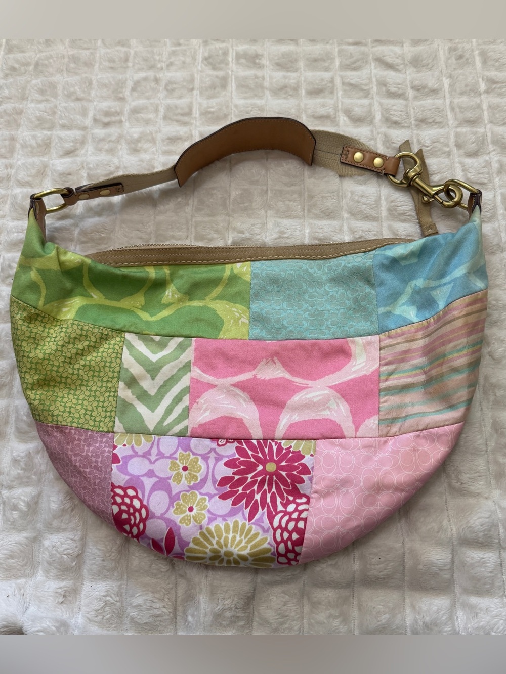 Coach Y2K 90’s Patchwork Shoulder Bag ~ Signature Print Crescent Hobo Vintage - Picture 3 of 12